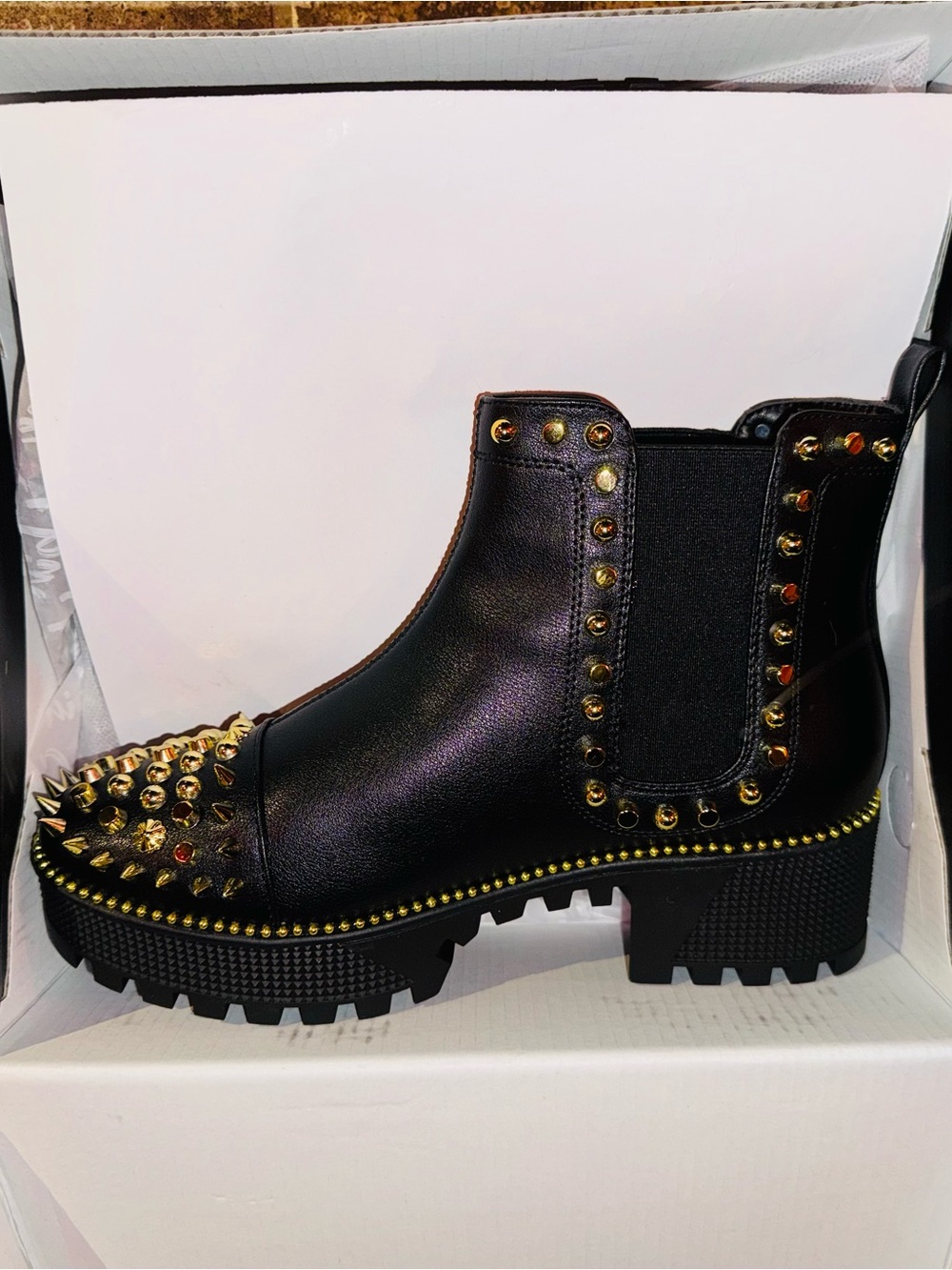 Cape Robbin Black Ankle Boots with Gold Studs - Picture 3 of 8